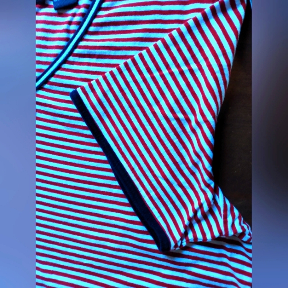 Requirements Woman Striped Cotton Jersey VNeck Top with Bow Detail - Picture 7 of 7